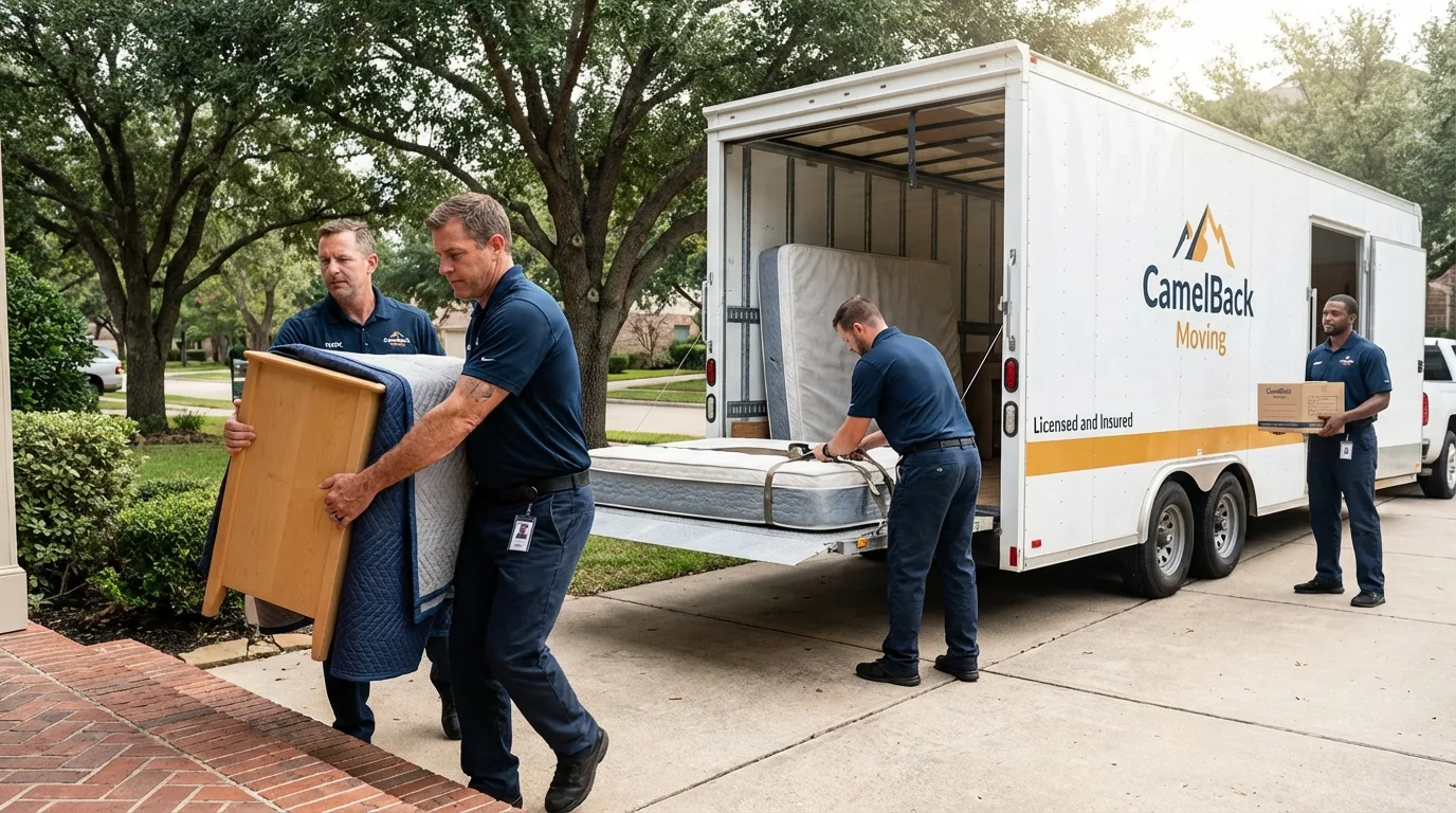 Crew loading residential truck for cross-state move from Winterville, GA