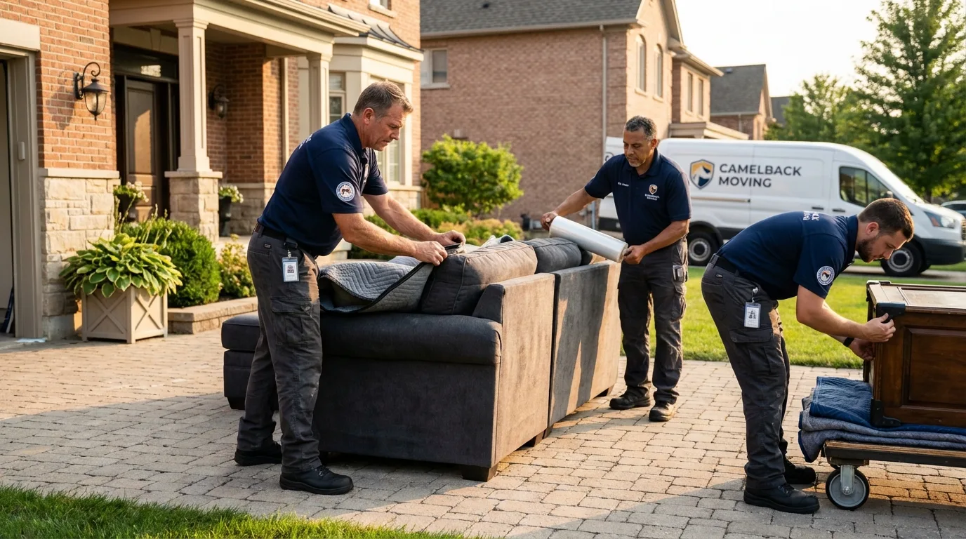 Large estate moving crew wrapping furniture in Winterville, GA
