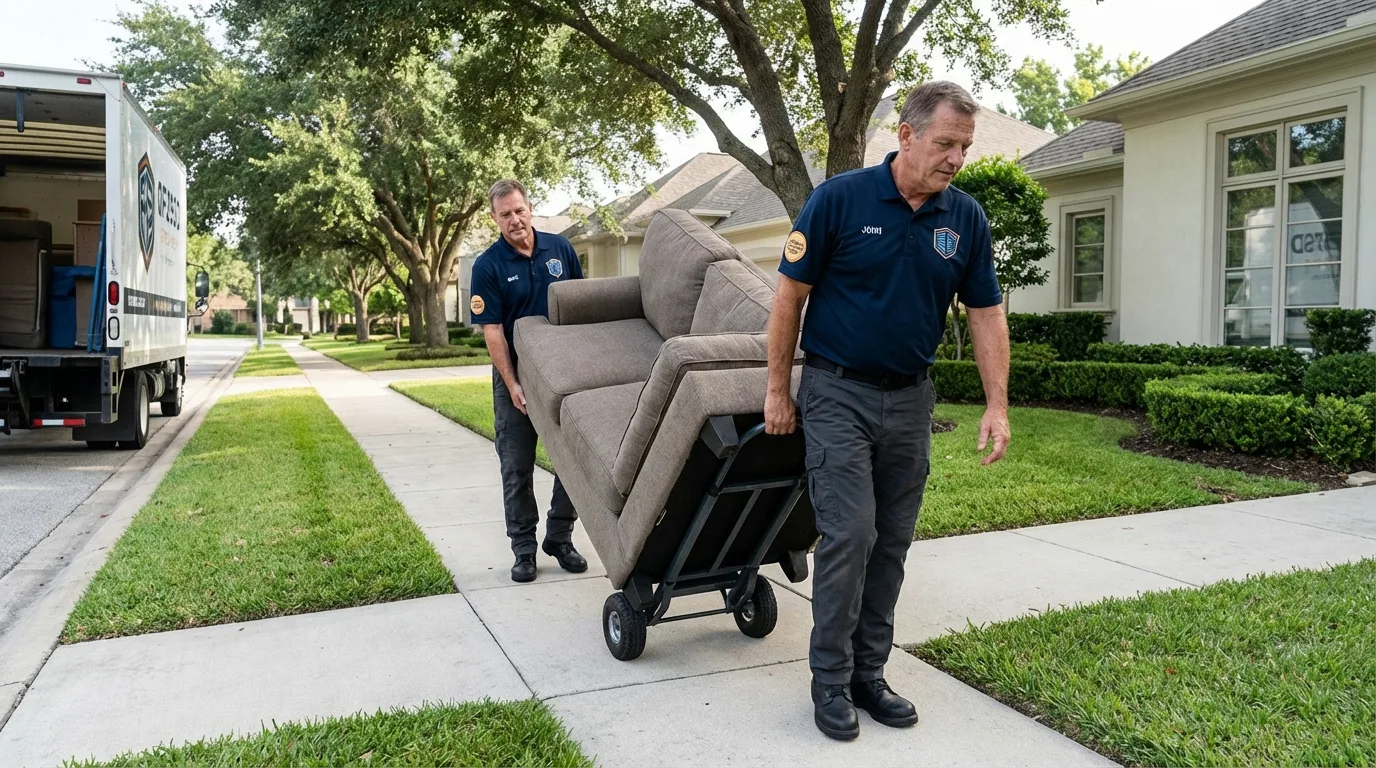 Local residential moving crew loading furniture in Winterville, GA